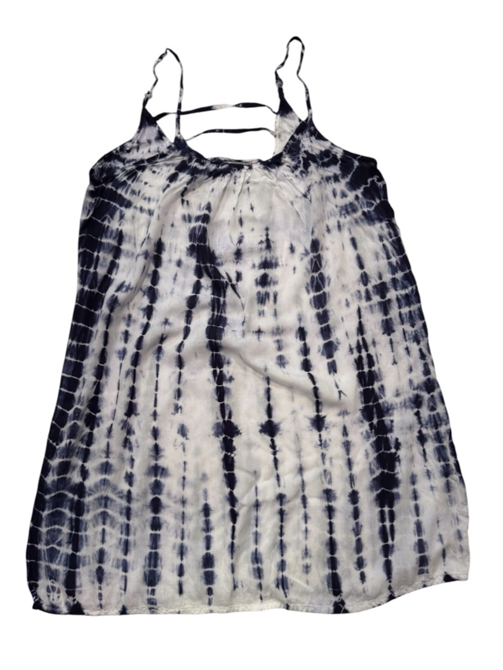 Boho Me Navy Blue White Tie Dye Strappy Back Mini Dress Womens‎ Small